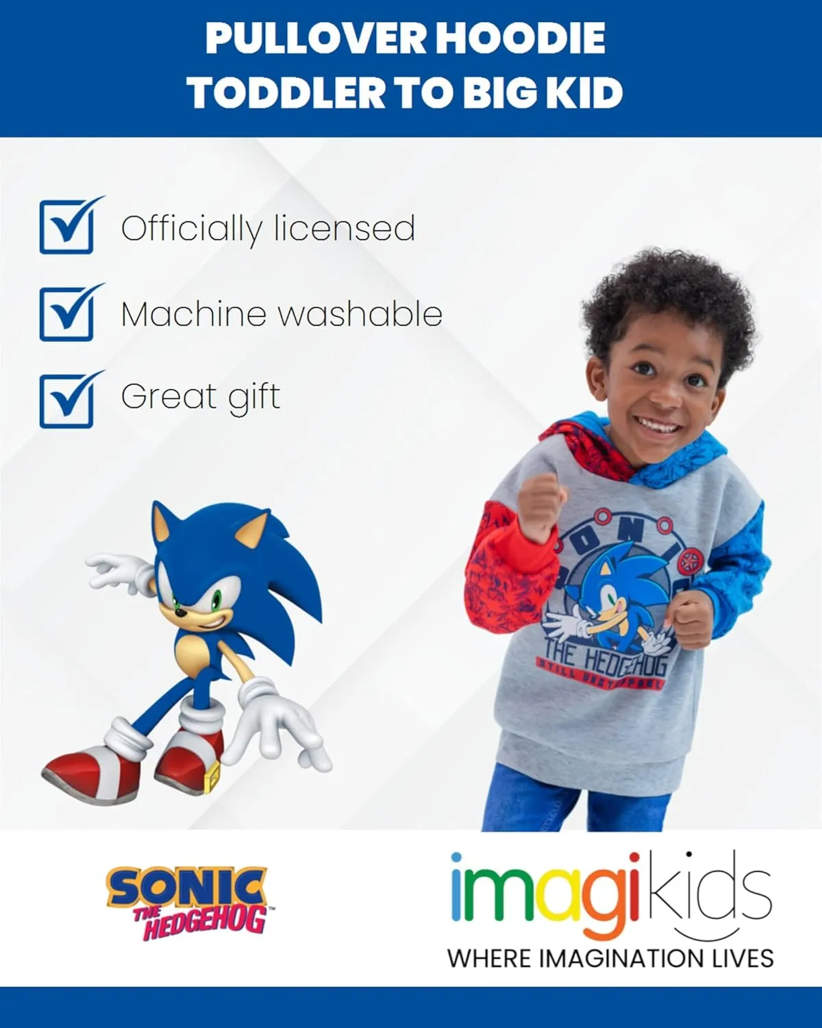 SEGA Sonic the Hedgehog Tails Knuckles Hoodie Toddler to Big Kid