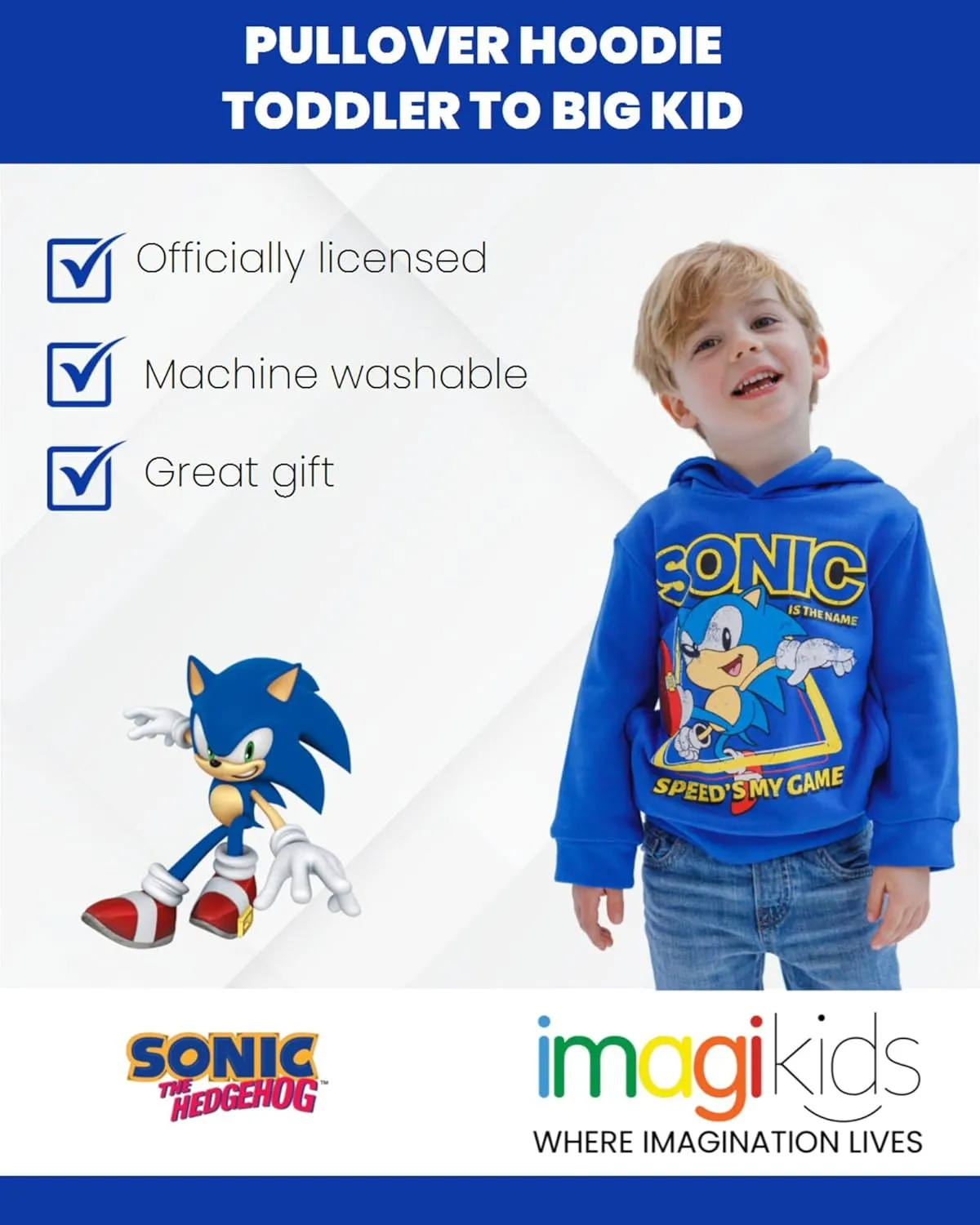 SEGA Sonic the Hedgehog Tails Knuckles Hoodie Toddler to Big Kid
