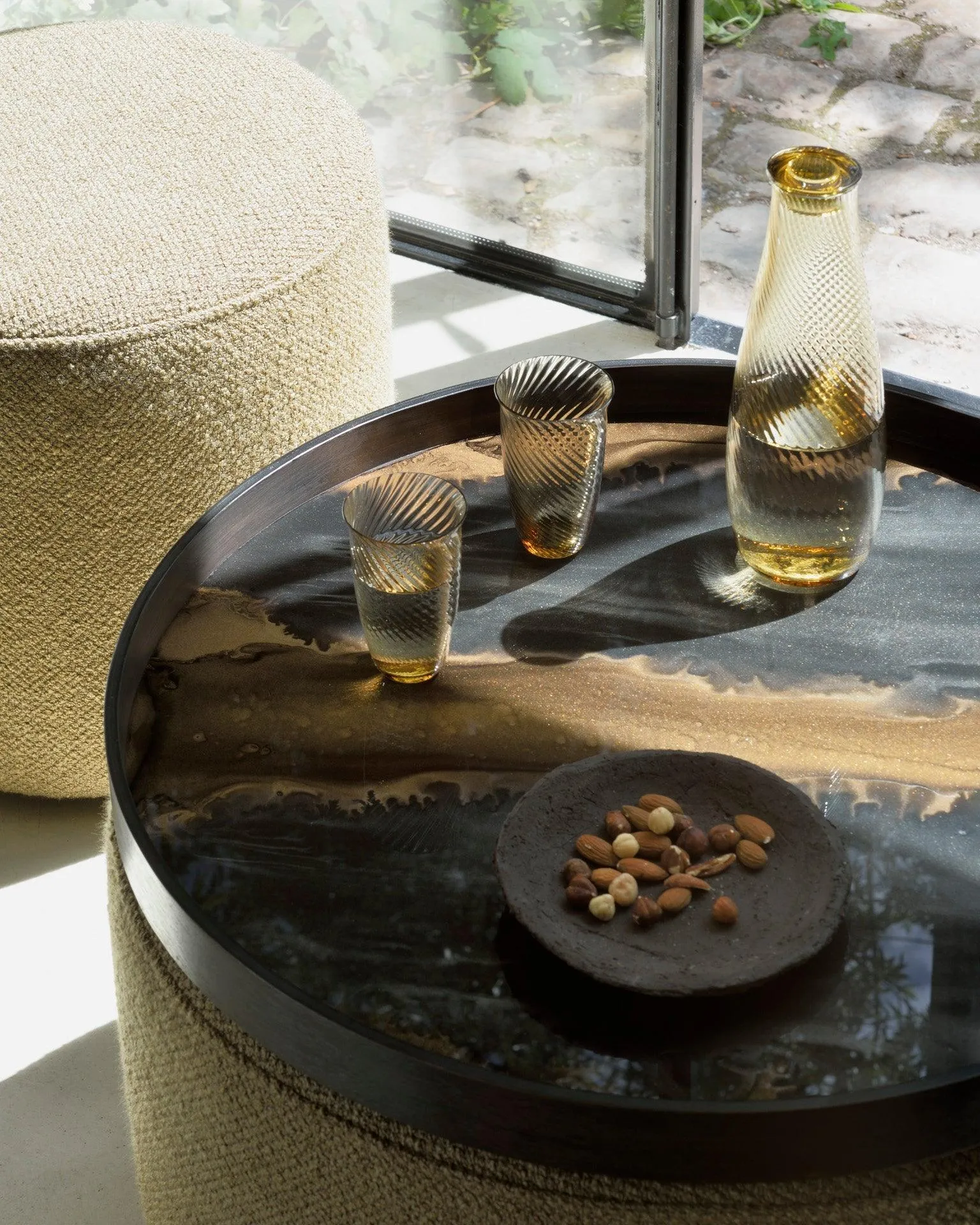 Small Tray Round Coffee Table Set
