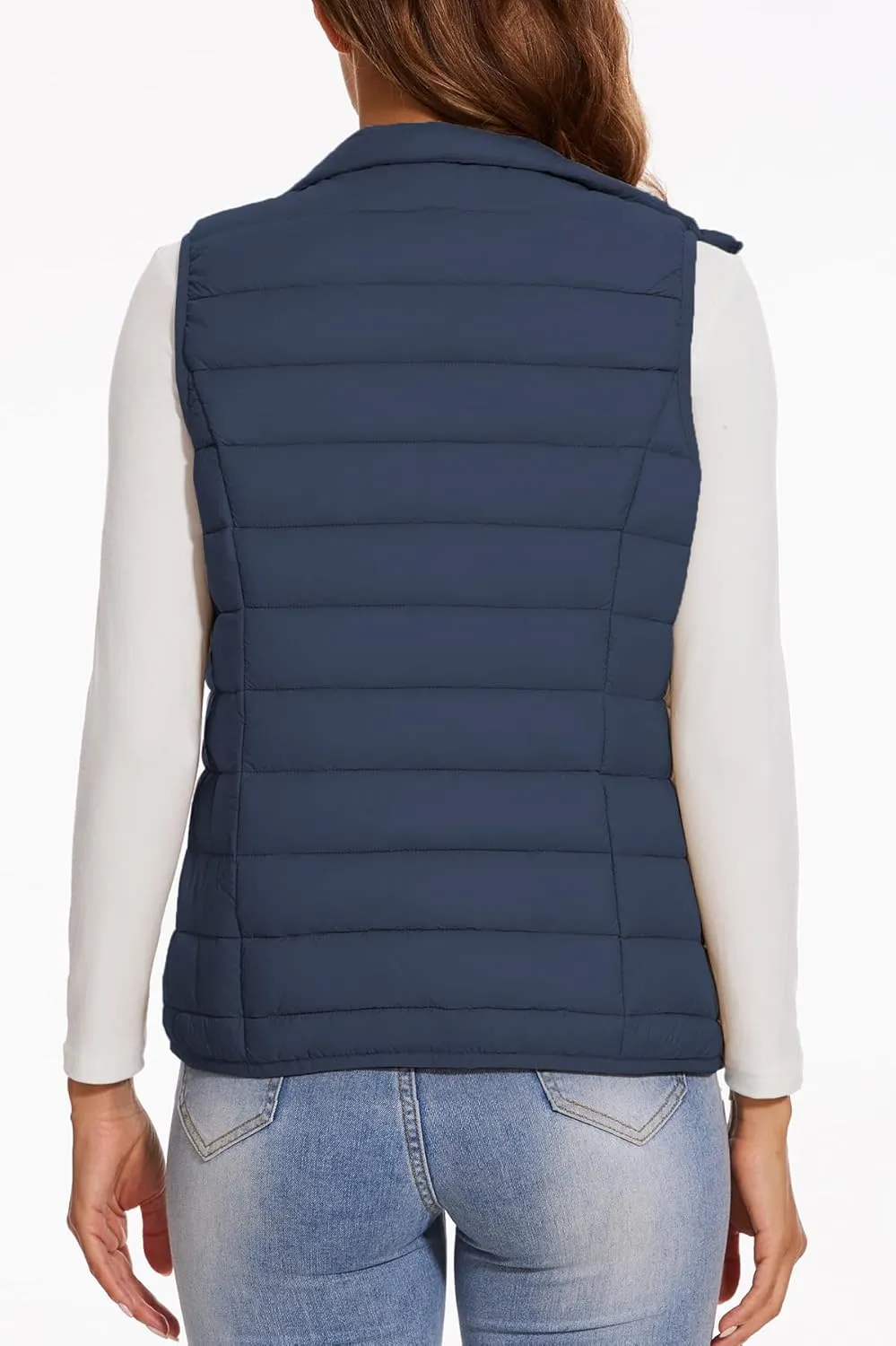 SMENG Women's Lightweight Quilted Puffer Vest Sleeveless Stand Collar Zip-Up Padded Outerwear Gilet