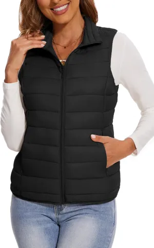 SMENG Women's Lightweight Quilted Puffer Vest Sleeveless Stand Collar Zip-Up Padded Outerwear Gilet