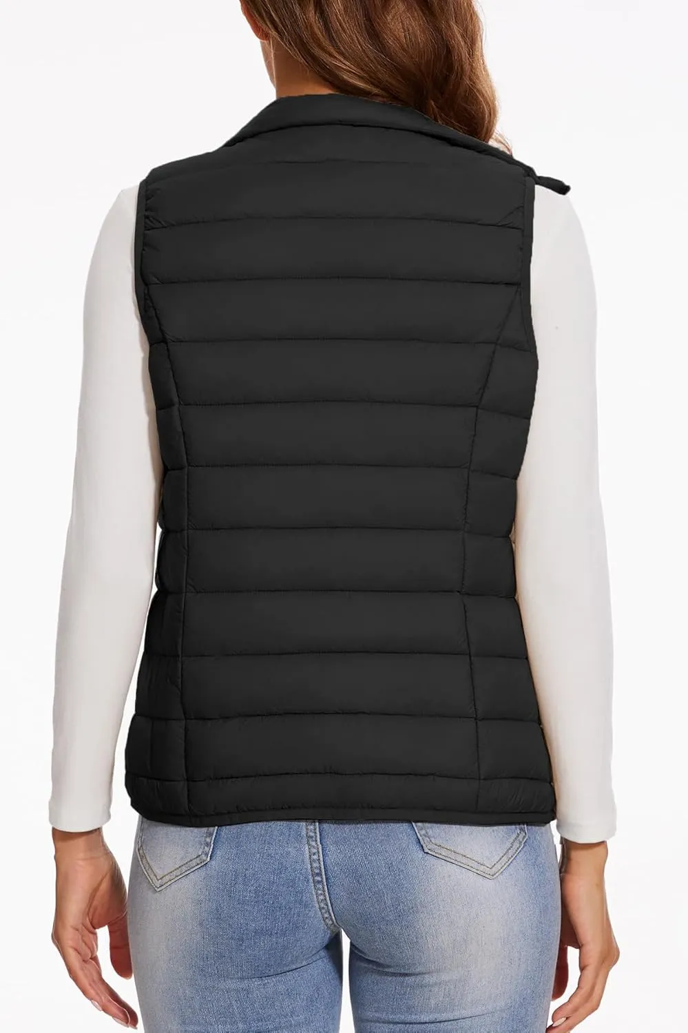 SMENG Women's Lightweight Quilted Puffer Vest Sleeveless Stand Collar Zip-Up Padded Outerwear Gilet