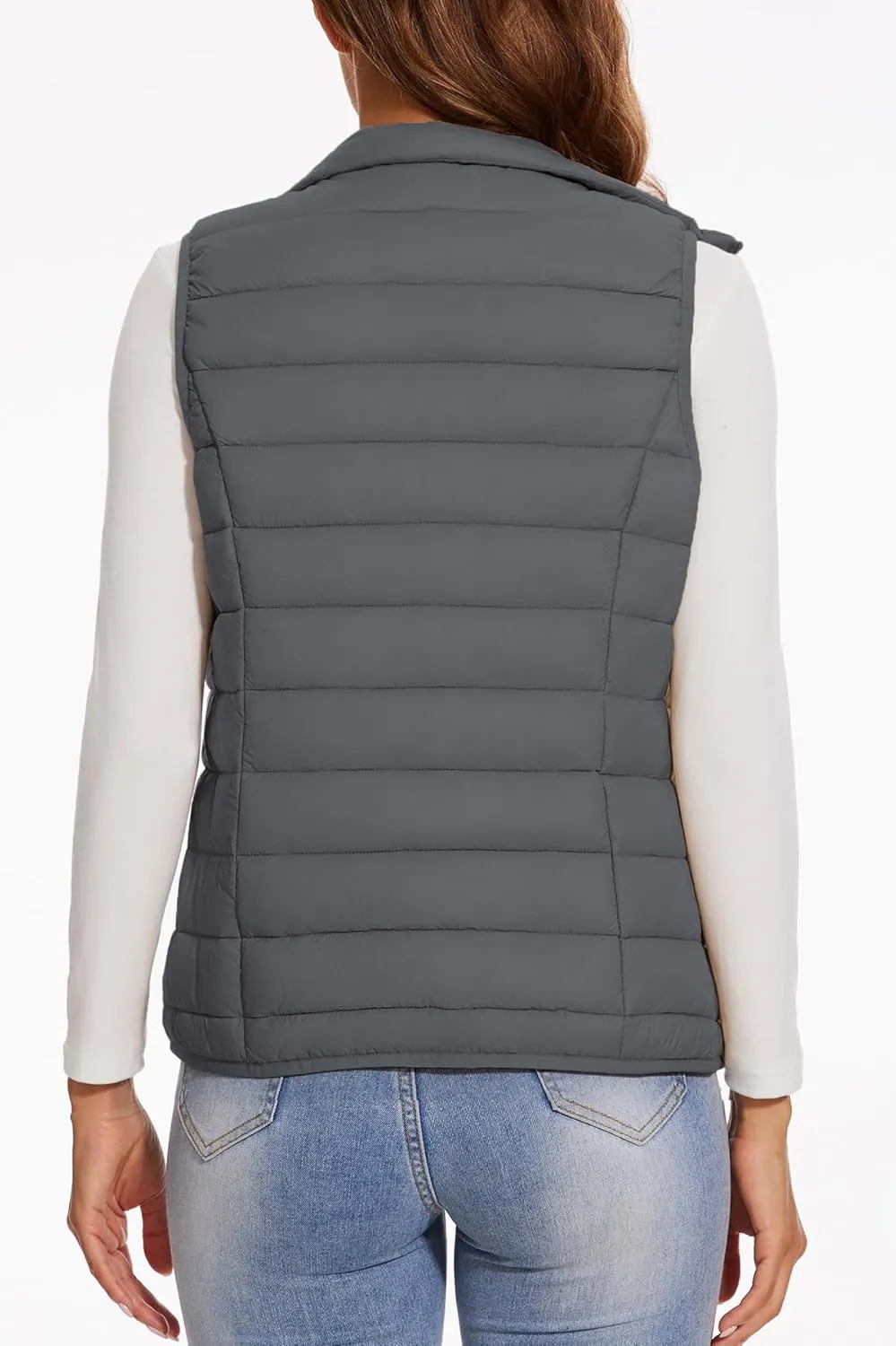 SMENG Women's Lightweight Quilted Puffer Vest Sleeveless Stand Collar Zip-Up Padded Outerwear Gilet