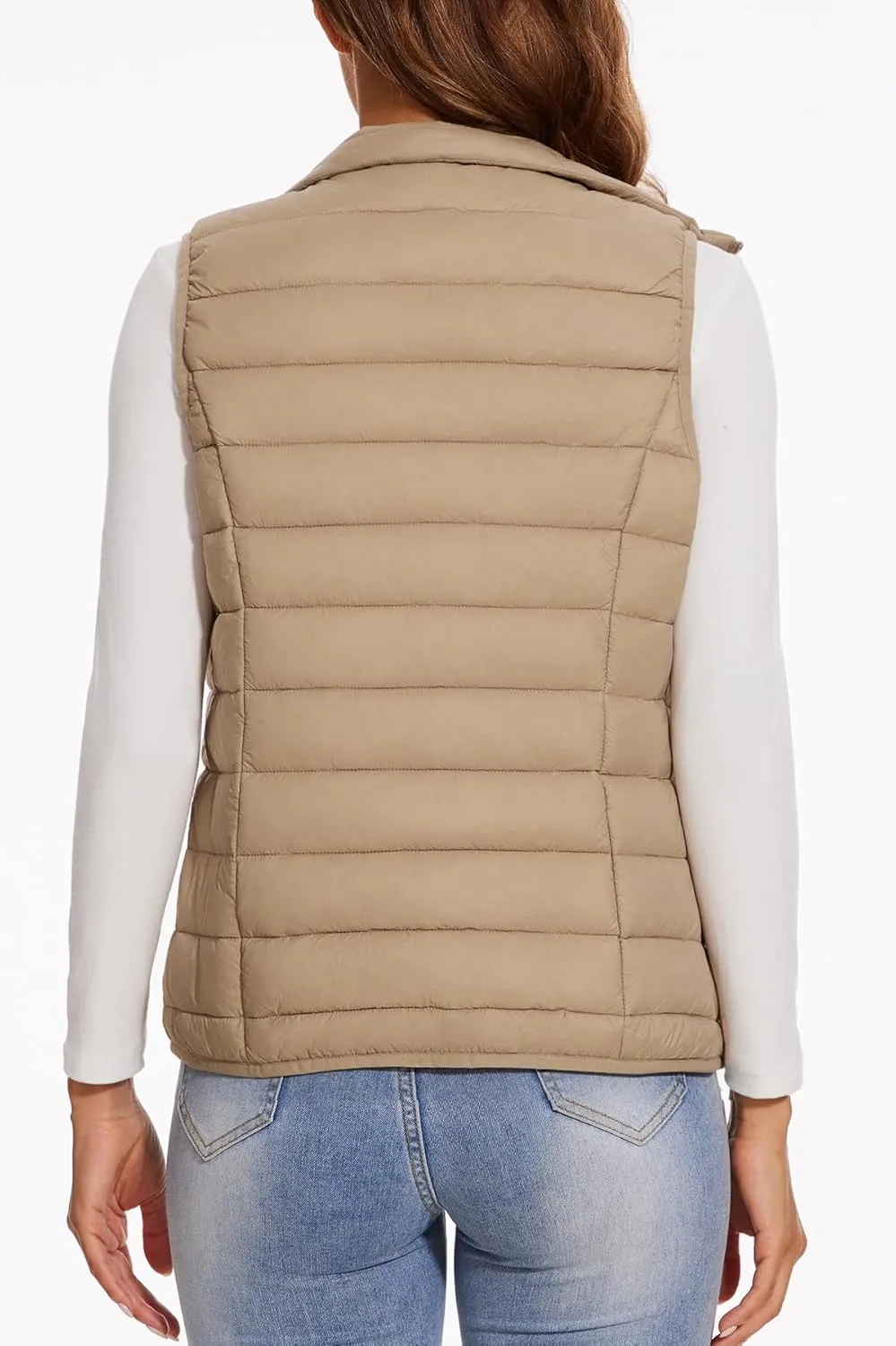 SMENG Women's Lightweight Quilted Puffer Vest Sleeveless Stand Collar Zip-Up Padded Outerwear Gilet