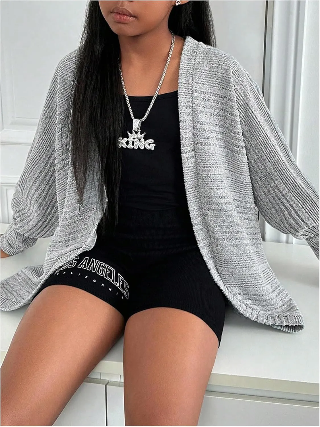 SOLY HUX Girl's Long Sleeve Knitted Cardigan Jacket Open Front Sweater Fall Winter Coat Outerwear