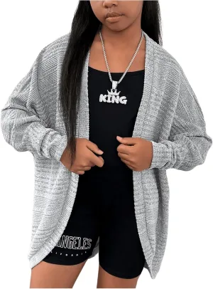 SOLY HUX Girl's Long Sleeve Knitted Cardigan Jacket Open Front Sweater Fall Winter Coat Outerwear
