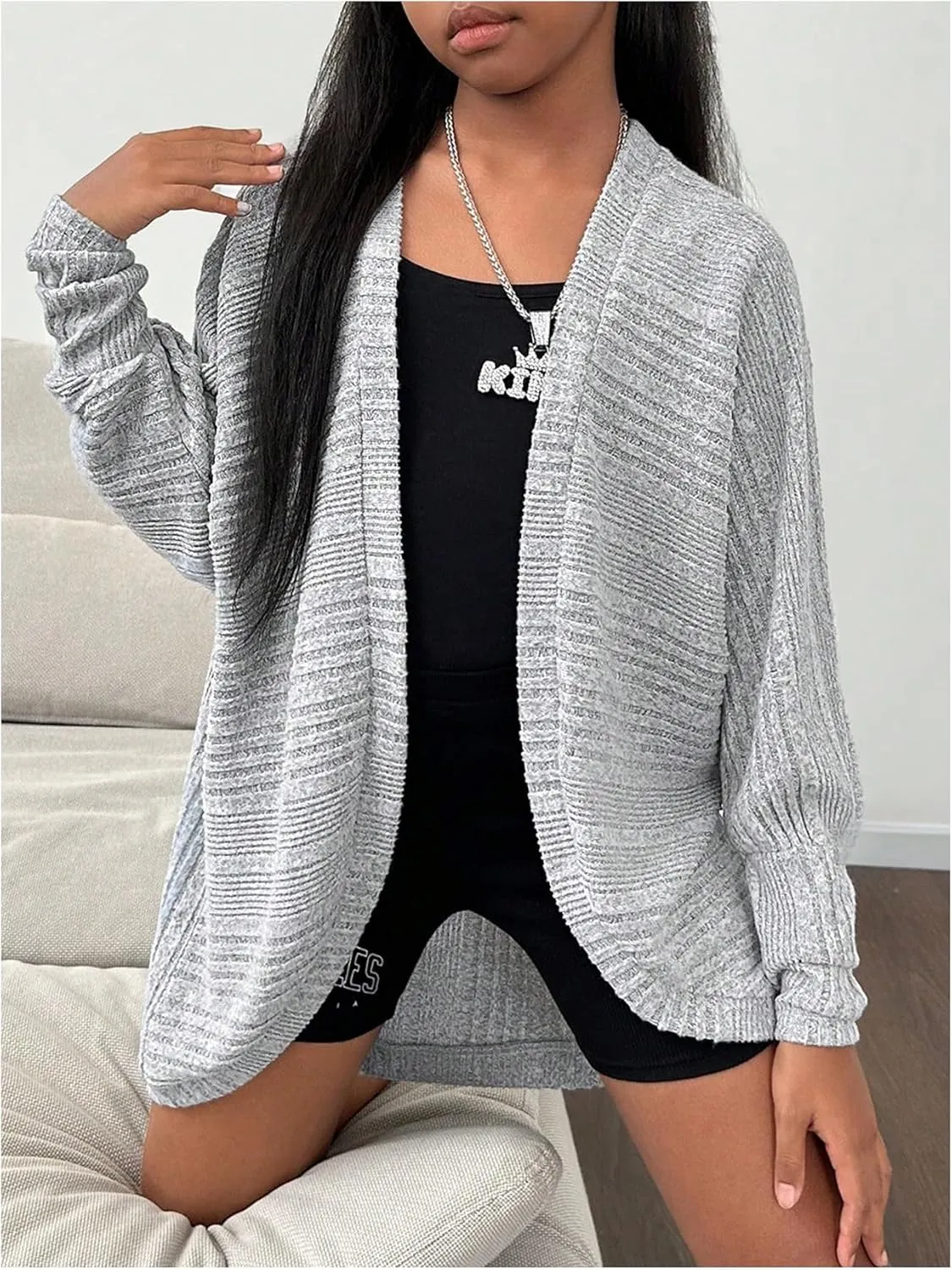 SOLY HUX Girl's Long Sleeve Knitted Cardigan Jacket Open Front Sweater Fall Winter Coat Outerwear