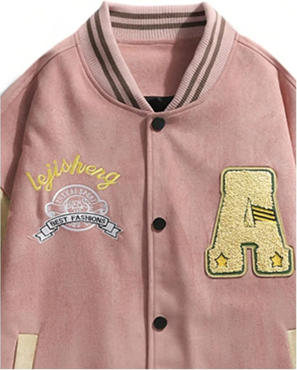 SOLY HUX Men's Varsity Jacket Vintage Graphic Baseball Bomber Jacket Casual Outerwear Coats Streetwear