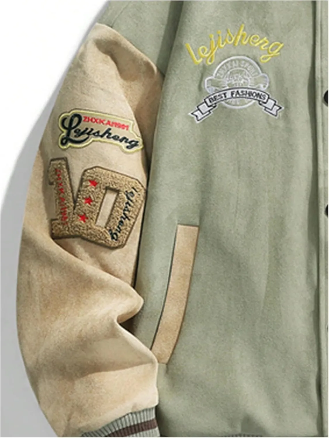 SOLY HUX Men's Varsity Jacket Vintage Graphic Baseball Bomber Jacket Casual Outerwear Coats Streetwear