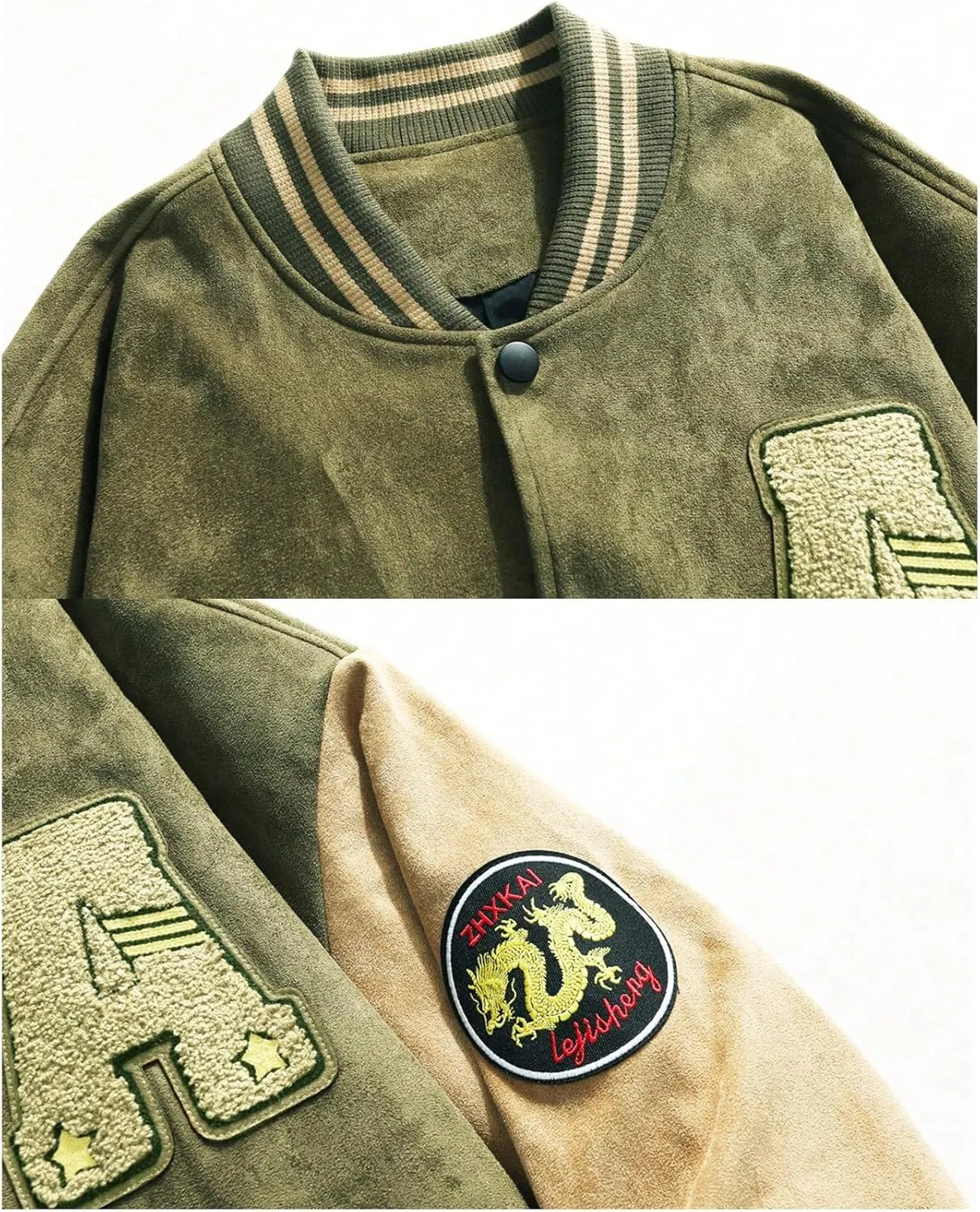 SOLY HUX Men's Varsity Jacket Vintage Graphic Baseball Bomber Jacket Casual Outerwear Coats Streetwear
