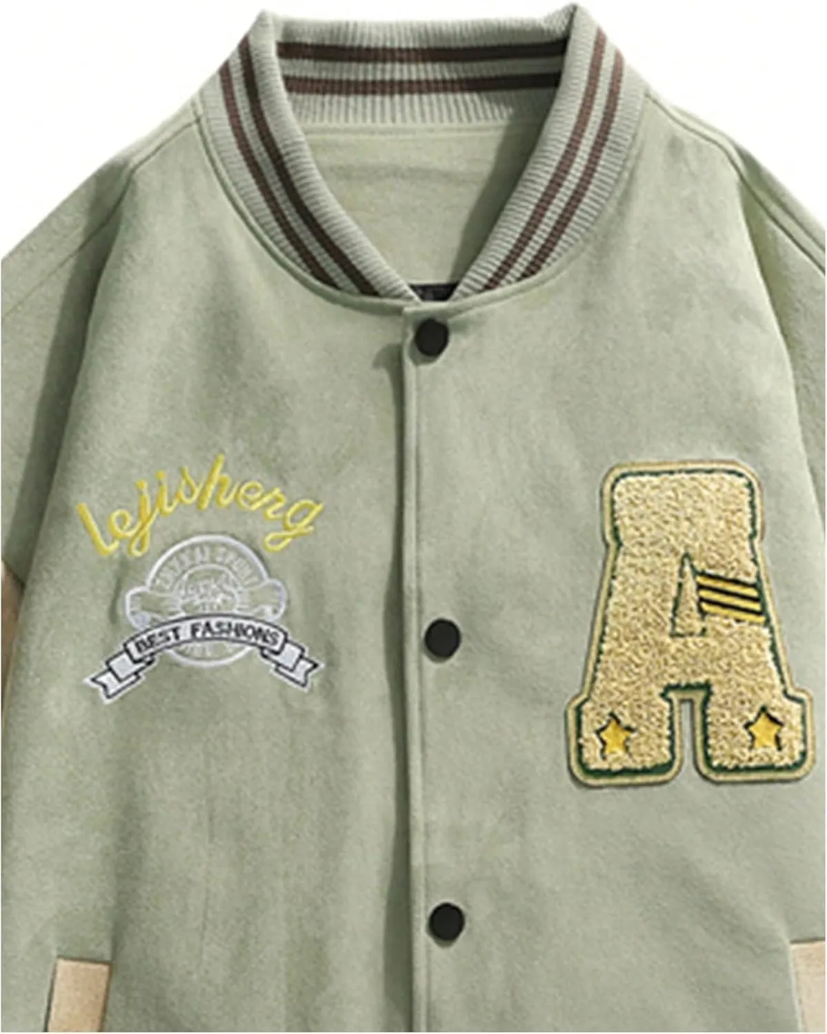 SOLY HUX Men's Varsity Jacket Vintage Graphic Baseball Bomber Jacket Casual Outerwear Coats Streetwear