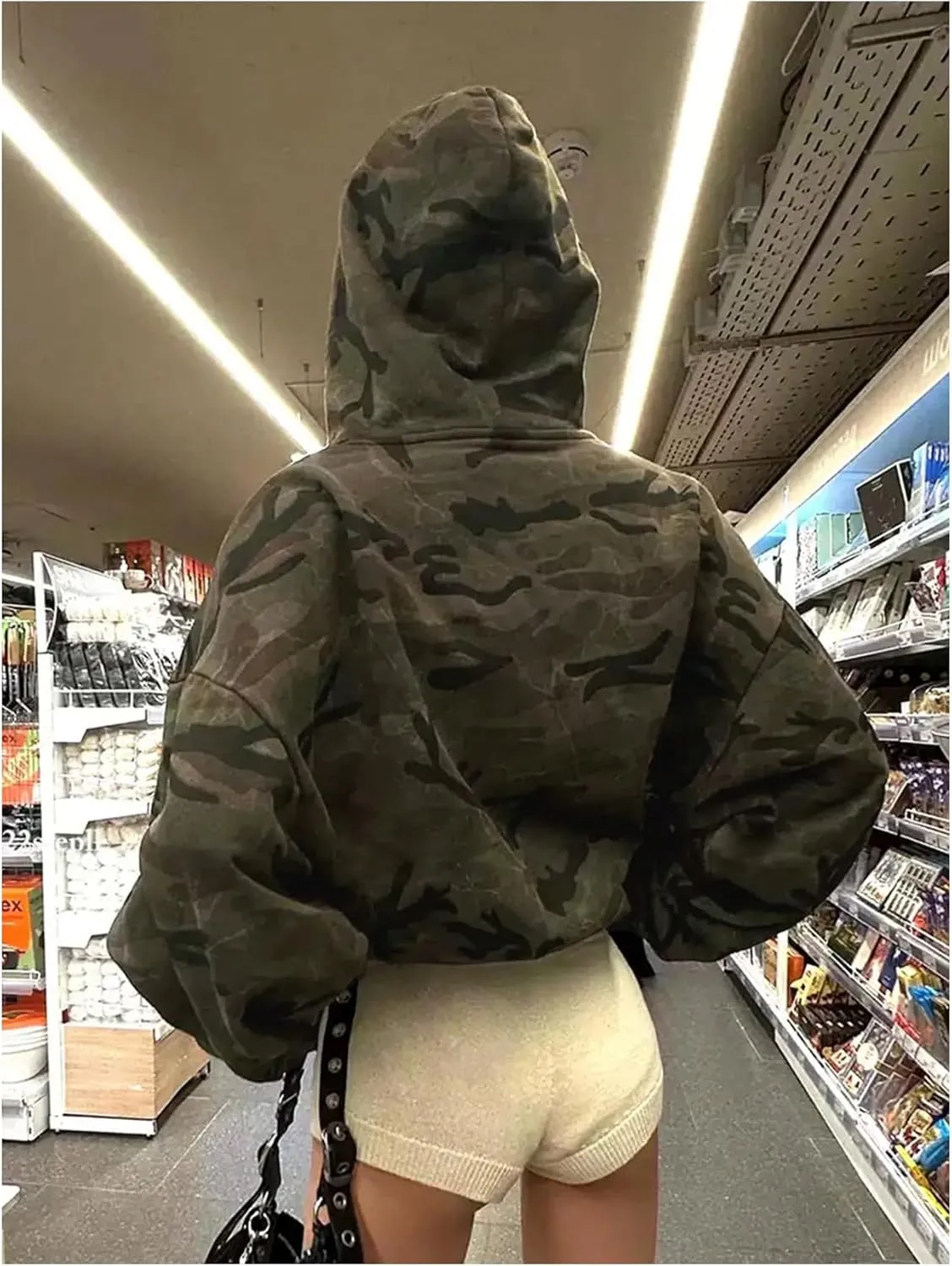 SOLY HUX Women's Zip Up Camo Sweatshirt Oversized Hoodies Y2k Hooded Jacket Outerwear Streetwear