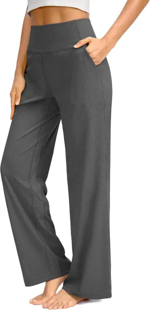 Soothfeel Wide Leg Pants for Women Yoga Work Pants with Pockets High Waist Lounge Sweatpants Dress Pants Petite/Tall 28" 30"