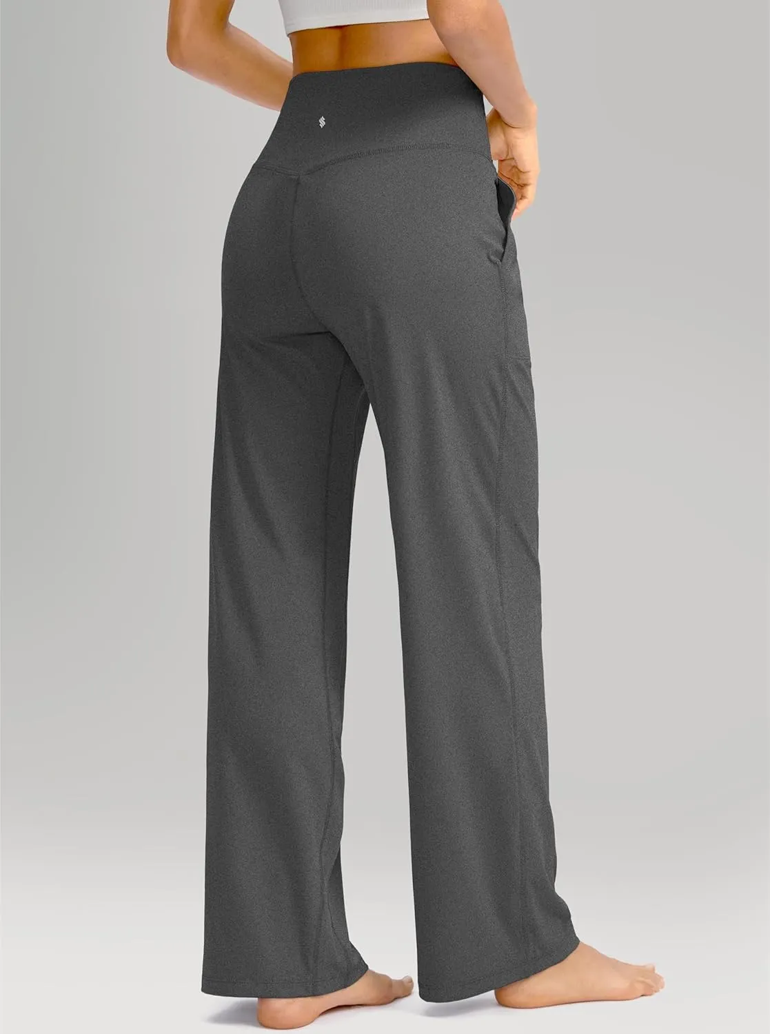 Soothfeel Wide Leg Pants for Women Yoga Work Pants with Pockets High Waist Lounge Sweatpants Dress Pants Petite/Tall 28" 30"