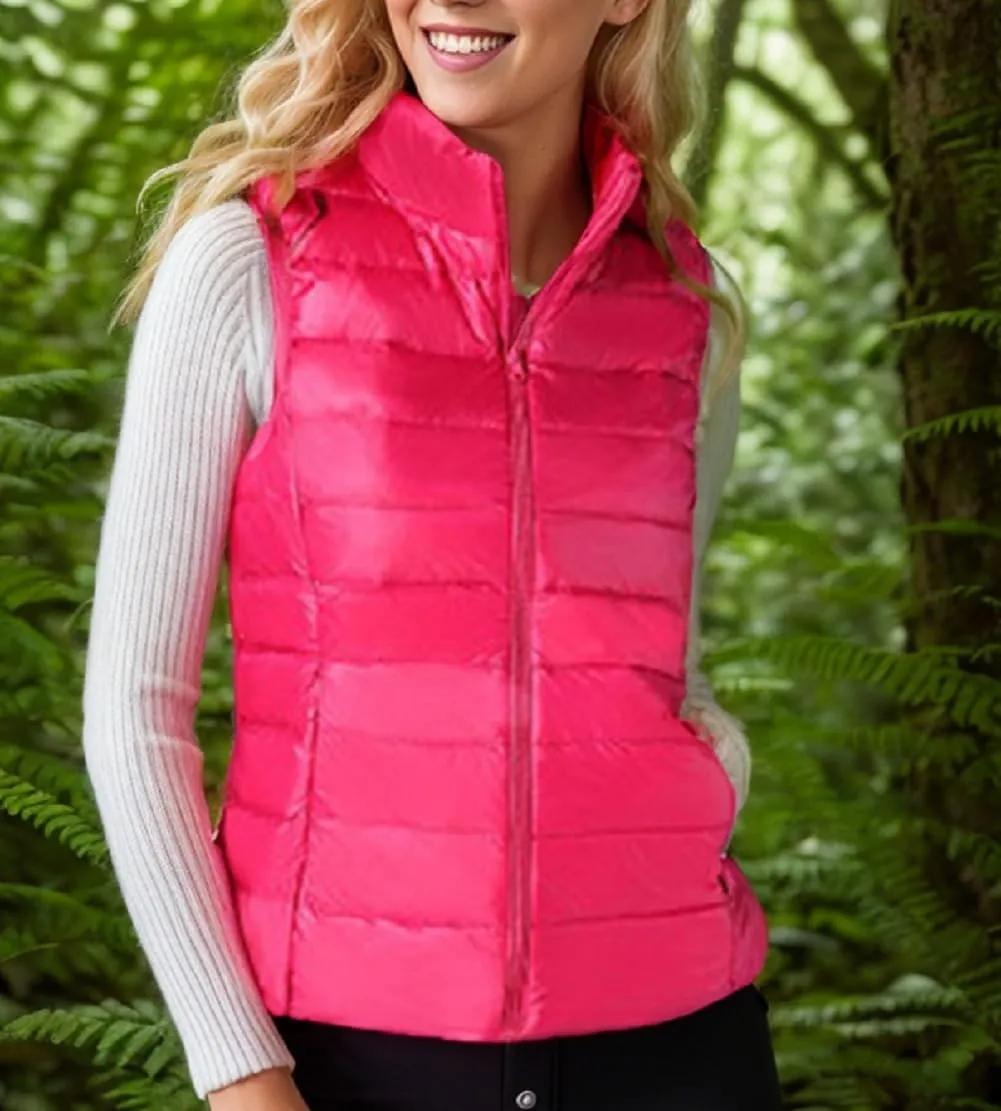 Sorrica Women's Down Vest Lightweight Outdoor Packable Stand Collar Zip Puffer Vest