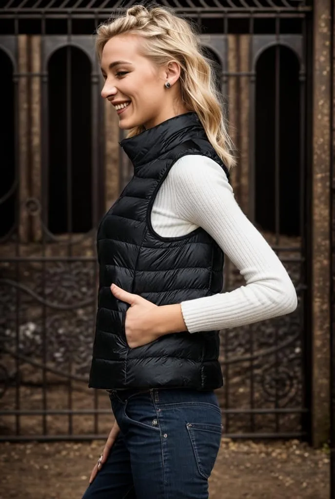 Sorrica Women's Down Vest Lightweight Outdoor Packable Stand Collar Zip Puffer Vest