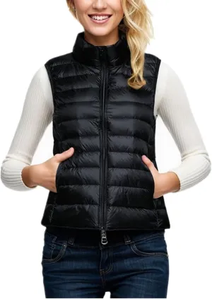 Sorrica Women's Down Vest Lightweight Outdoor Packable Stand Collar Zip Puffer Vest