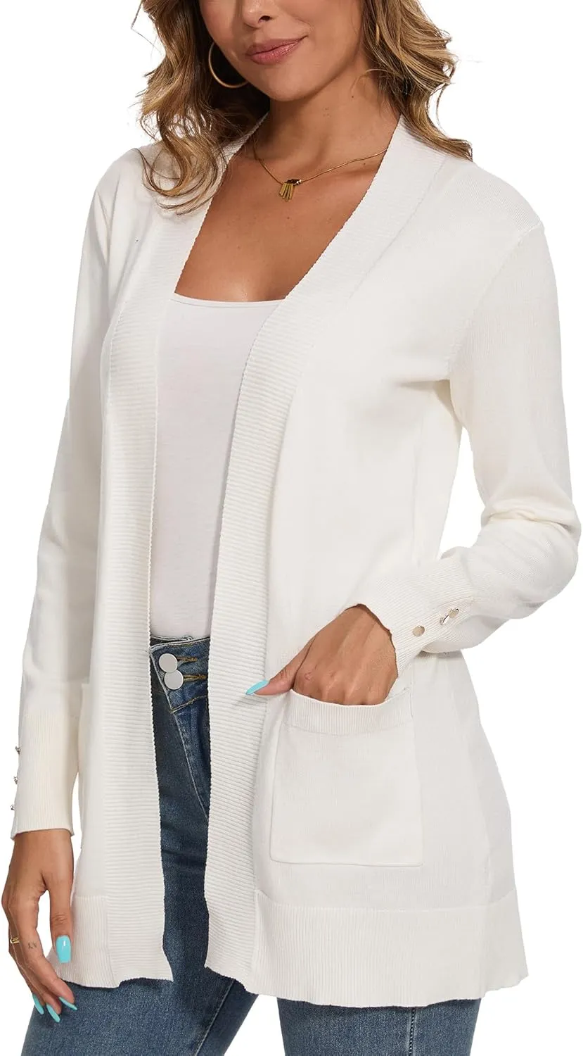 Spicy Sandia Women's Knit Cardigan Sweaters with Pockets Long Sleeve Open Front Lightweight Cardigan