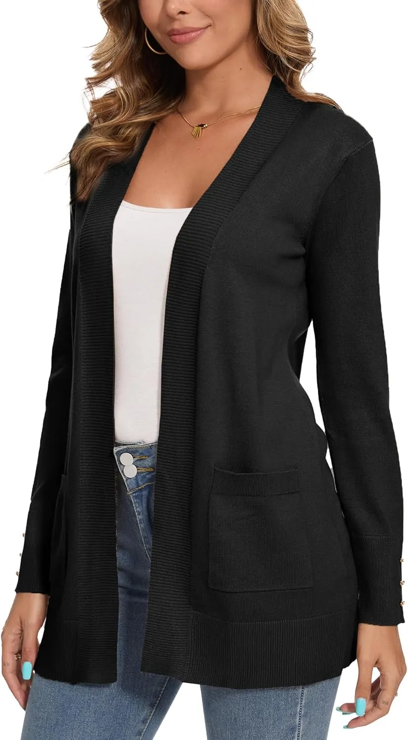 Spicy Sandia Women's Knit Cardigan Sweaters with Pockets Long Sleeve Open Front Lightweight Cardigan