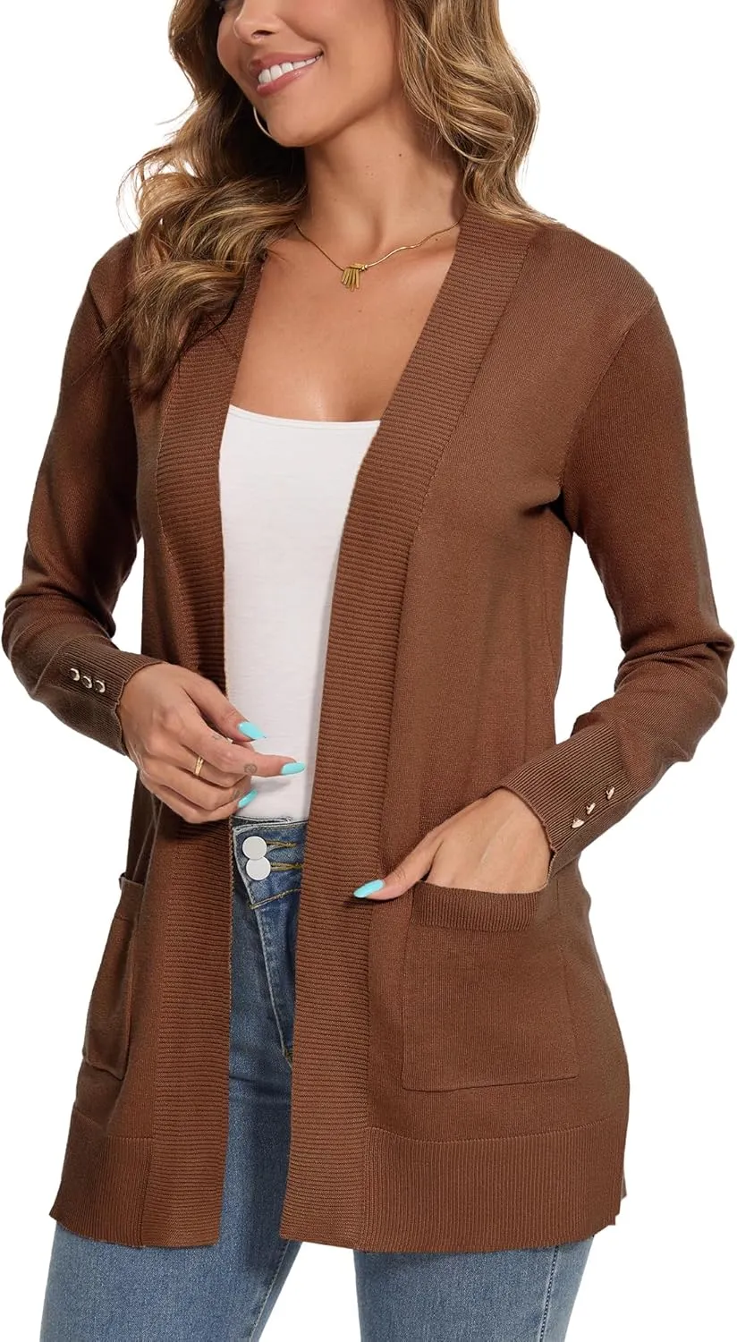Spicy Sandia Women's Knit Cardigan Sweaters with Pockets Long Sleeve Open Front Lightweight Cardigan