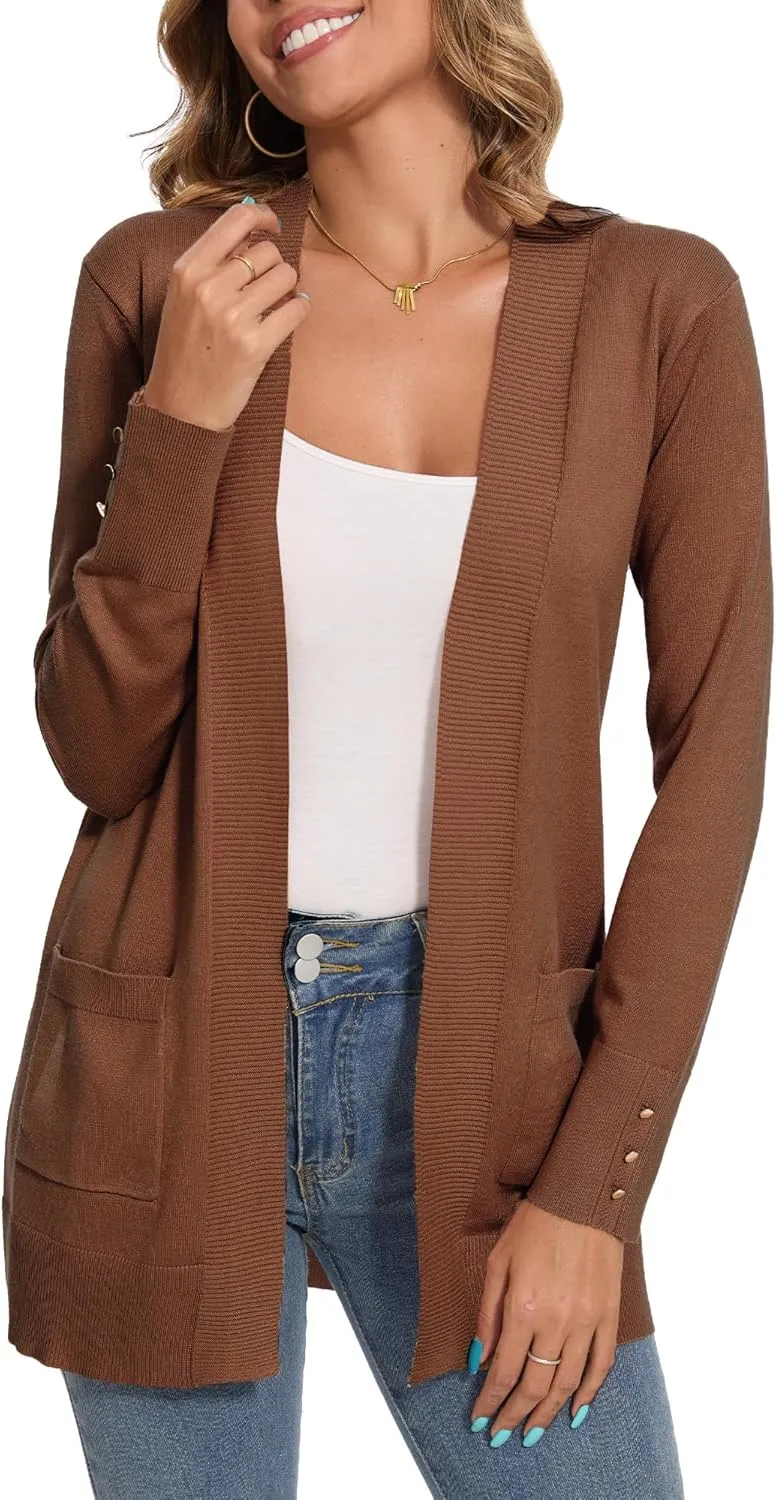 Spicy Sandia Women's Knit Cardigan Sweaters with Pockets Long Sleeve Open Front Lightweight Cardigan