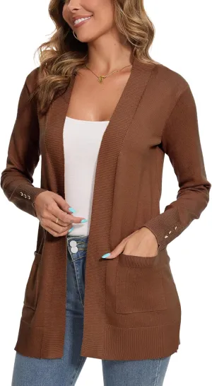 Spicy Sandia Women's Knit Cardigan Sweaters with Pockets Long Sleeve Open Front Lightweight Cardigan