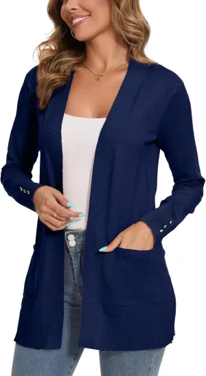Spicy Sandia Women's Knit Cardigan Sweaters with Pockets Long Sleeve Open Front Lightweight Cardigan