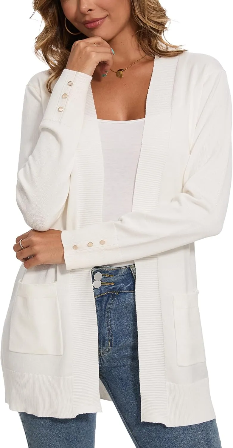 Spicy Sandia Women's Knit Cardigan Sweaters with Pockets Long Sleeve Open Front Lightweight Cardigan