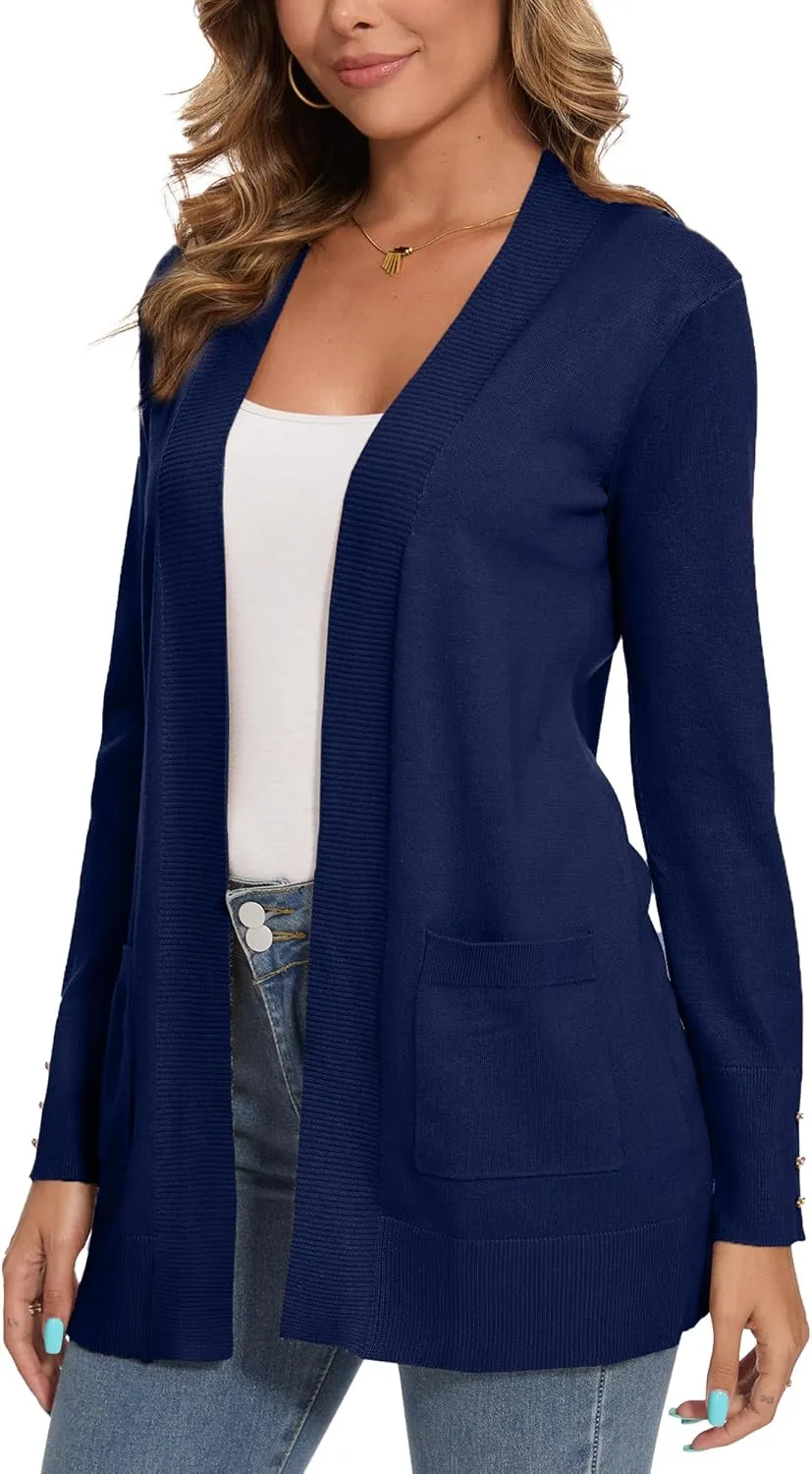 Spicy Sandia Women's Knit Cardigan Sweaters with Pockets Long Sleeve Open Front Lightweight Cardigan