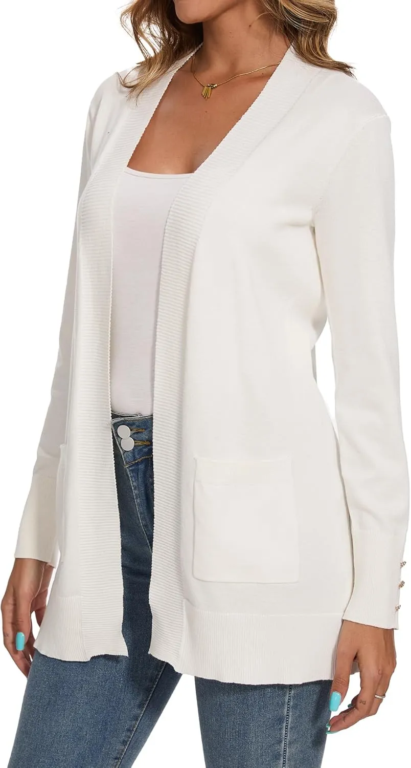 Spicy Sandia Women's Knit Cardigan Sweaters with Pockets Long Sleeve Open Front Lightweight Cardigan