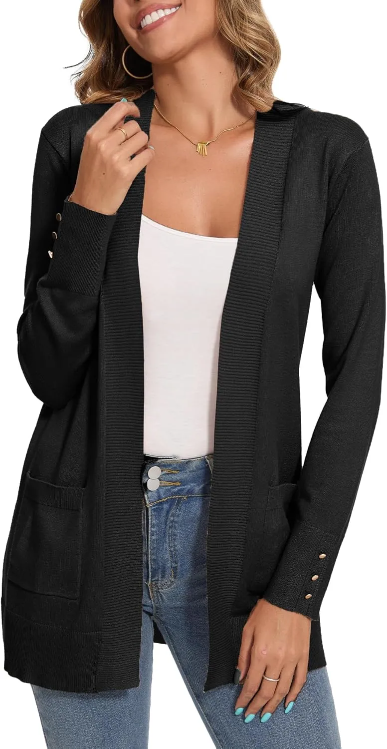 Spicy Sandia Women's Knit Cardigan Sweaters with Pockets Long Sleeve Open Front Lightweight Cardigan