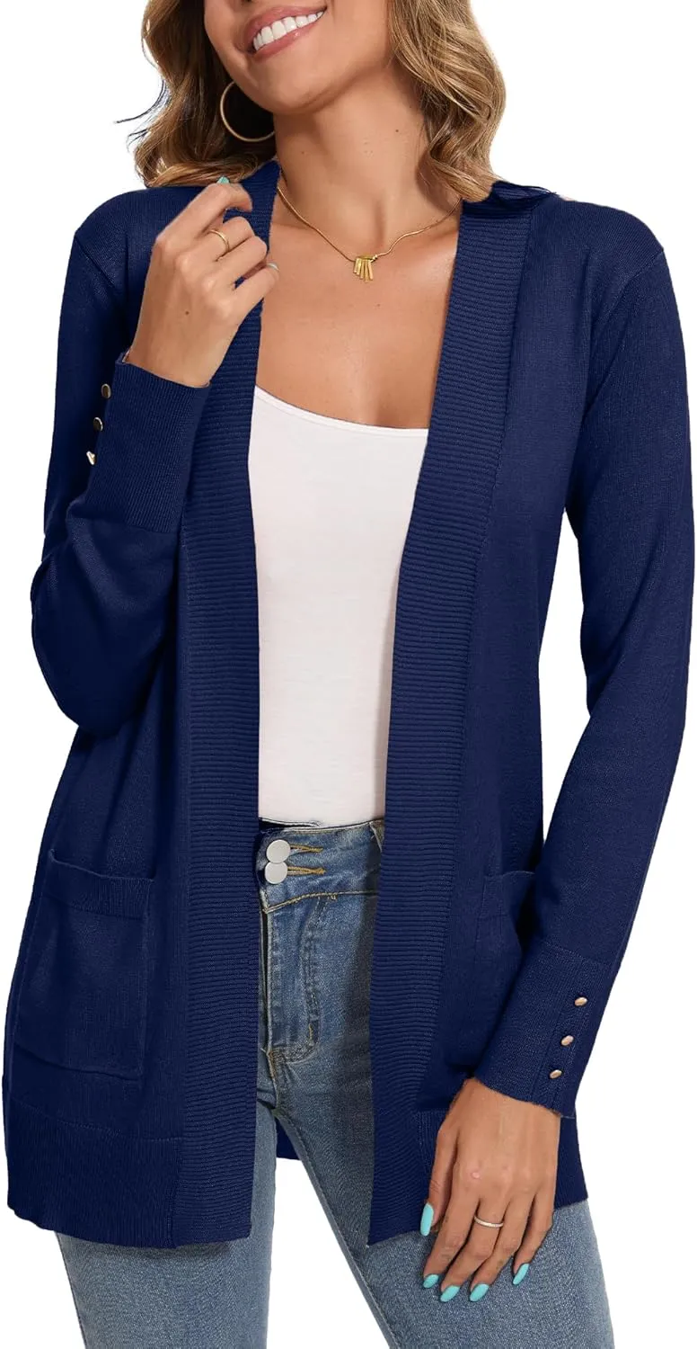 Spicy Sandia Women's Knit Cardigan Sweaters with Pockets Long Sleeve Open Front Lightweight Cardigan