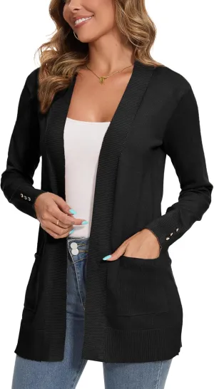 Spicy Sandia Women's Knit Cardigan Sweaters with Pockets Long Sleeve Open Front Lightweight Cardigan