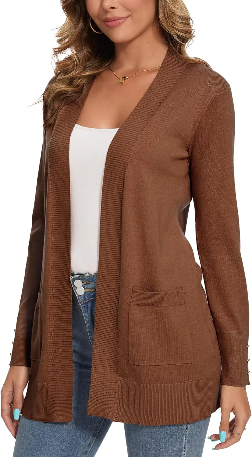 Spicy Sandia Women's Knit Cardigan Sweaters with Pockets Long Sleeve Open Front Lightweight Cardigan