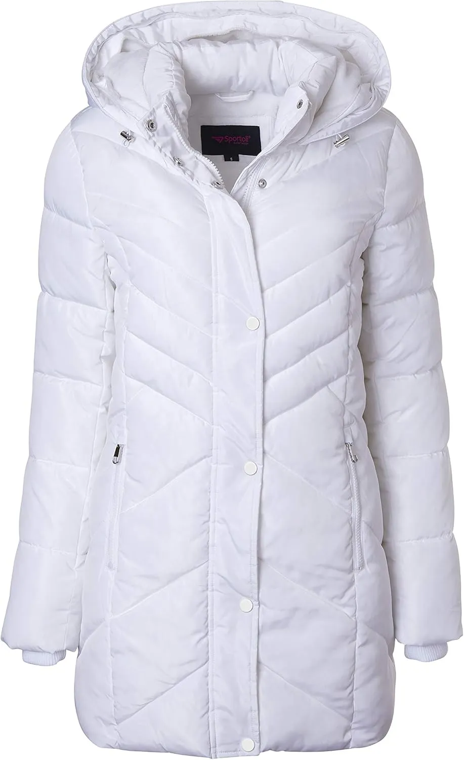 Sportoli Women Long Quilted Plush Lined Outerwear Puffer Jacket Winter Coat with Fur Hood