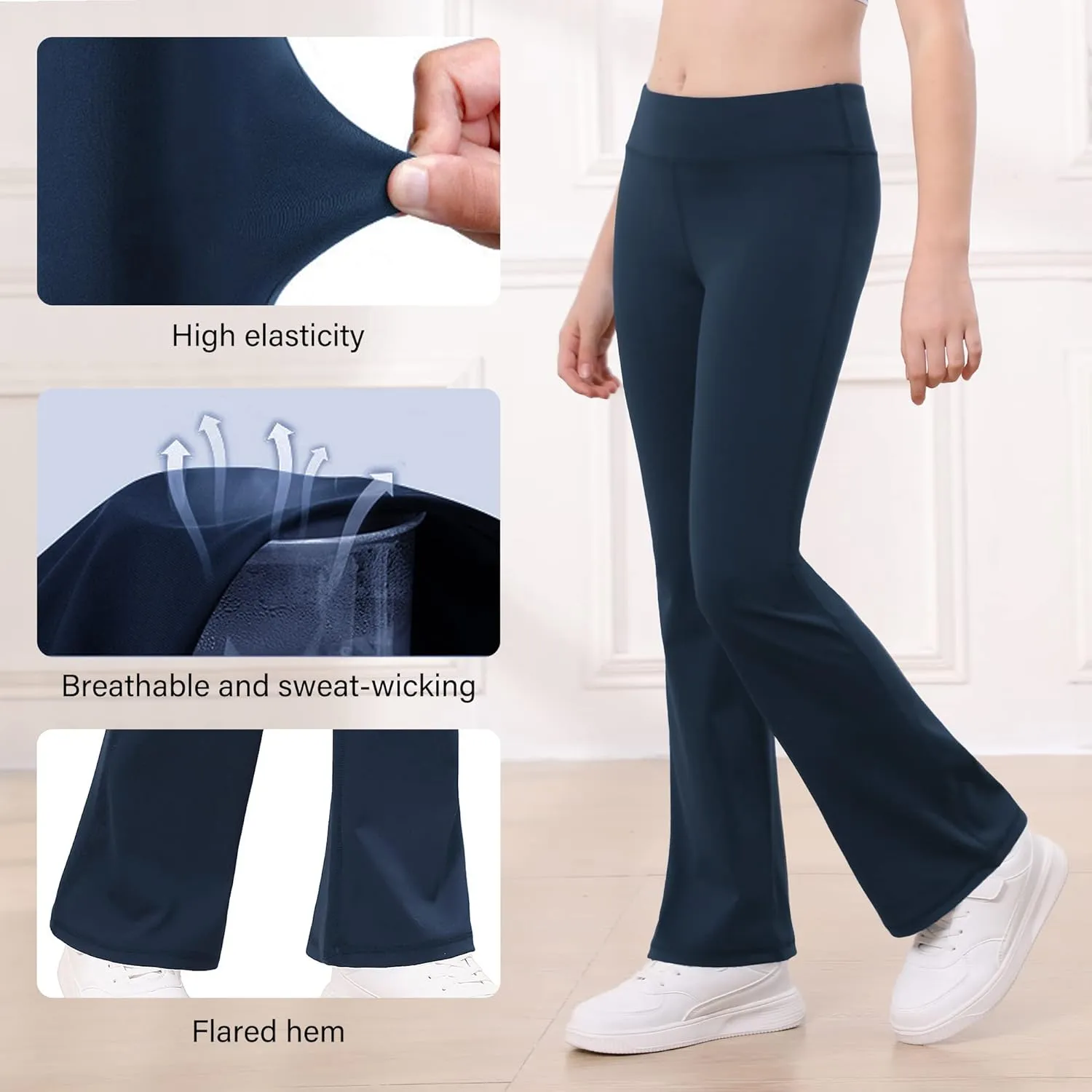 Stelle Girl's Flare Leggings High Waisted Yoga Pants Bootcut Dance Casual Pants Activewear Kids Bell Bottoms