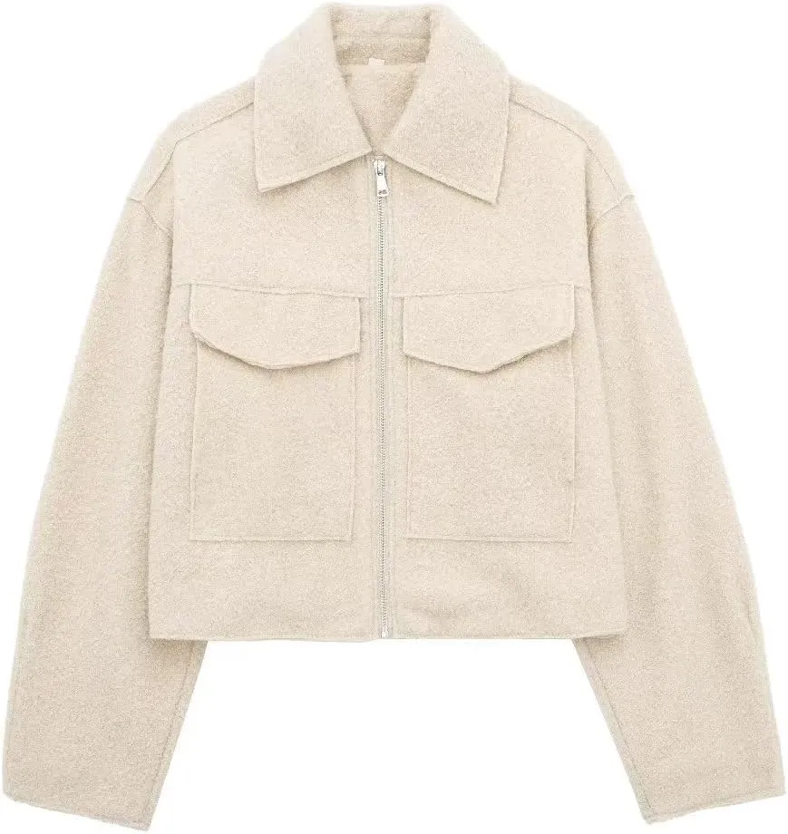Sumleno Womens Trendy Cropped Bomber Jacket Turn-Down Collar Zip Up Long Sleeve Y2k Varsity Jackets Fall Winter Outfits