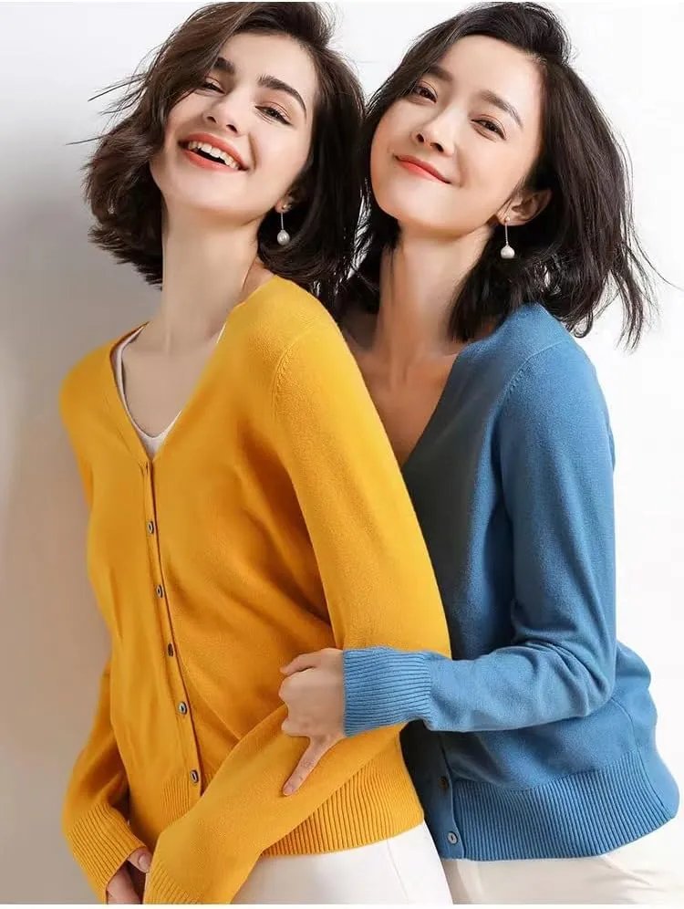 Sunfaynis Women's Long Sleeve Thin Lightweight Cardigan Sweaters for Women Dressy Summer Spring Fall Cardigan