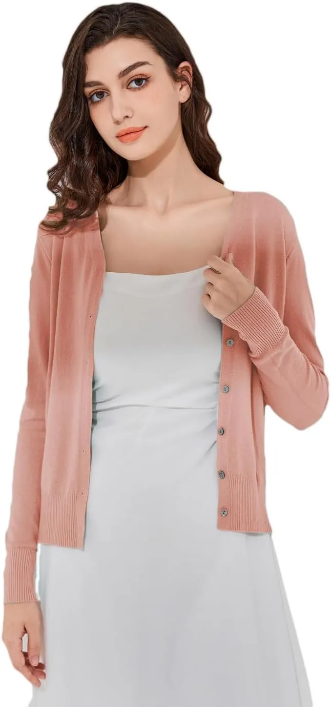 Sunfaynis Women's Long Sleeve Thin Lightweight Cardigan Sweaters for Women Dressy Summer Spring Fall Cardigan