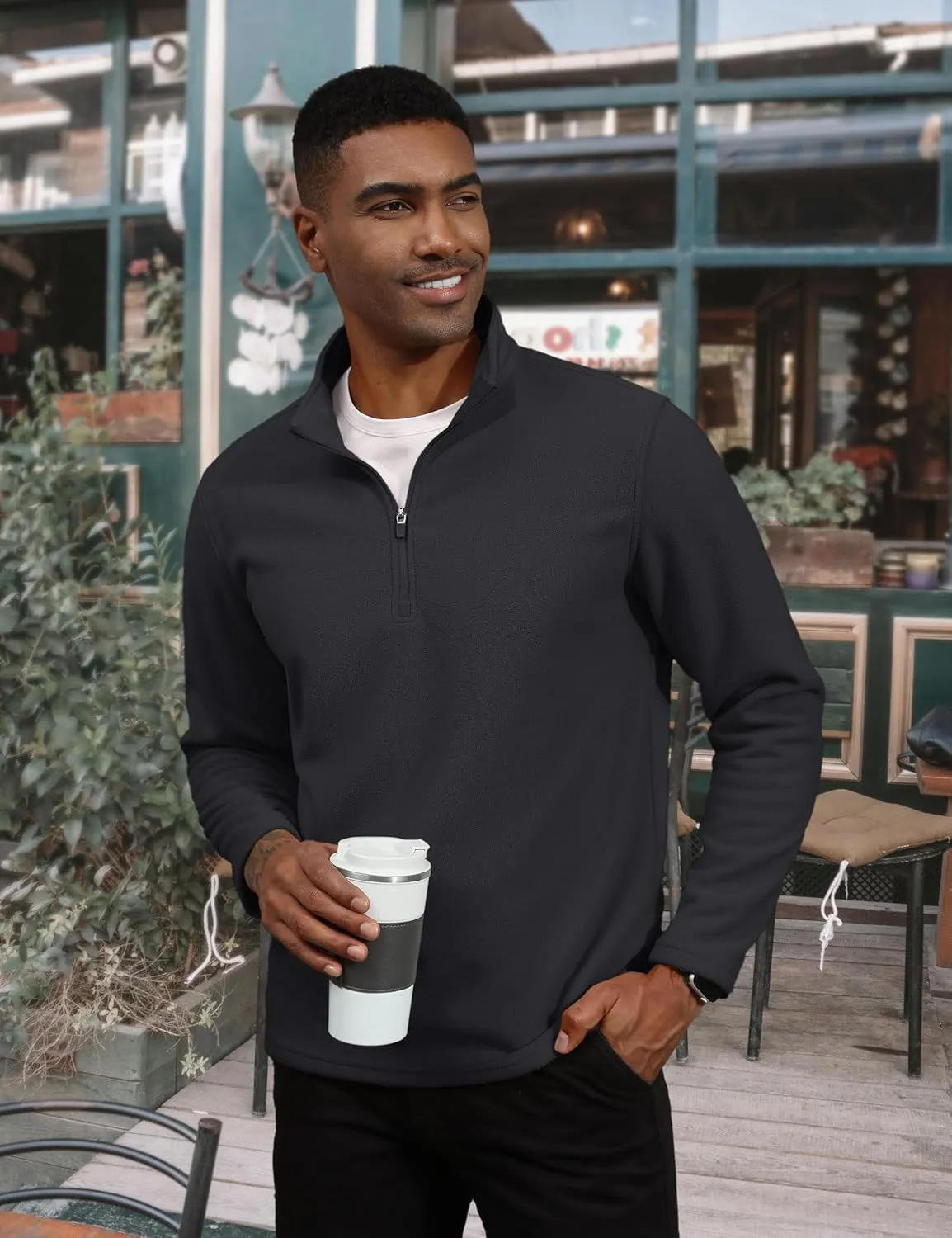TACVASEN Men's Quarter Zip Pullover Mock Neck Sweatshirt Fleece Lightweight Fashion Sweaters Casual Activewear