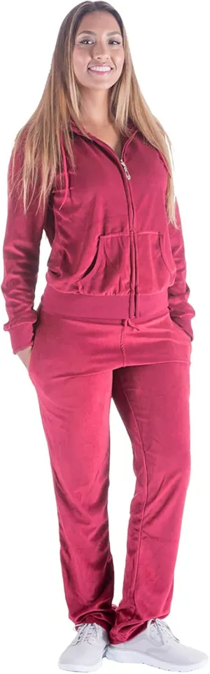 TanBridge 2 Piece Outfits Women's Velour Sweatsuits Long Sleeve Zip Up Hoodie Sweatpants Tracksuits for Women