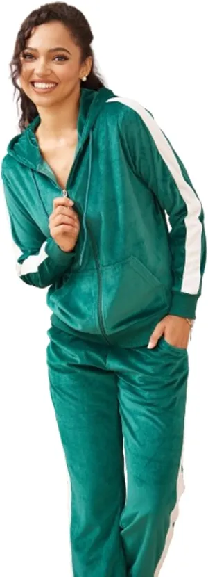 TanBridge 2 Piece Outfits Women's Velour Sweatsuits Long Sleeve Zip Up Hoodie Sweatpants Tracksuits for Women