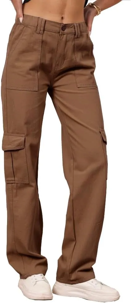 THWEI Cargo Pants for Women High Waisted Casual Pants Y2K Streetwear with 6 Pockets