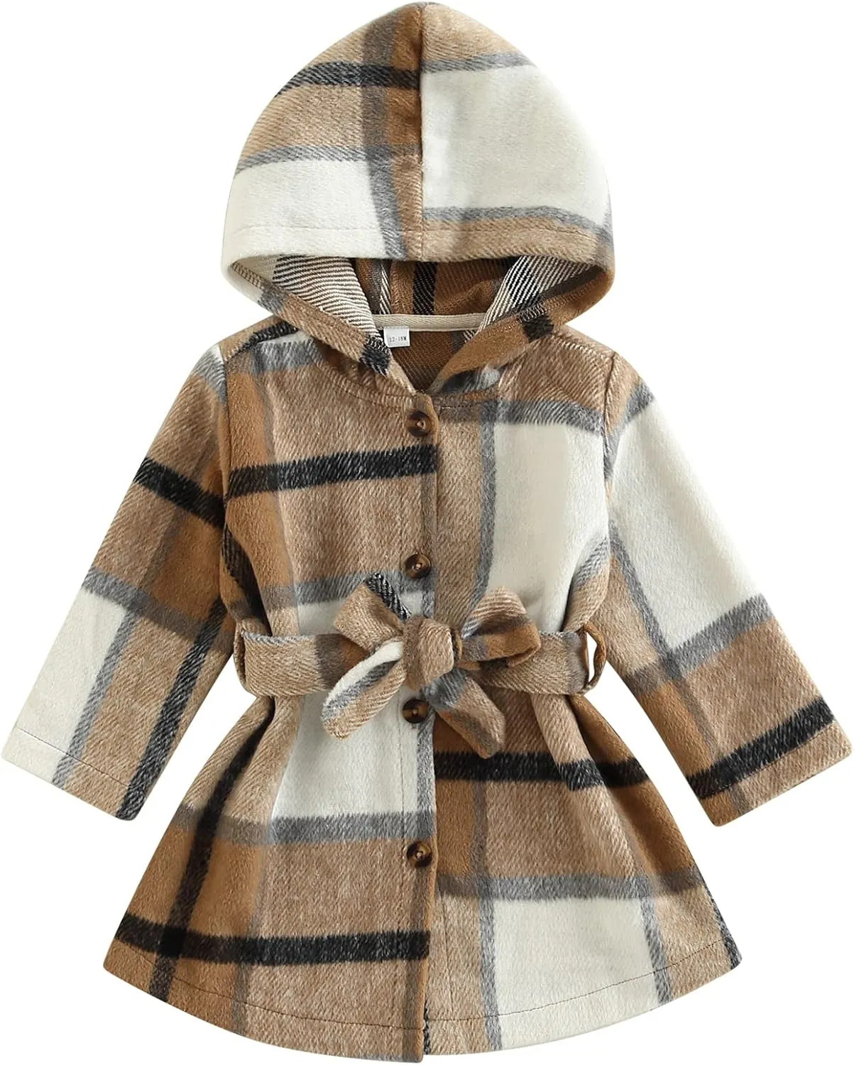 Toddler Baby Girl Dress Coat Long Sleeve Plaid Baby Girl Fleece Jacket Fall Winter Outerwear Outfit