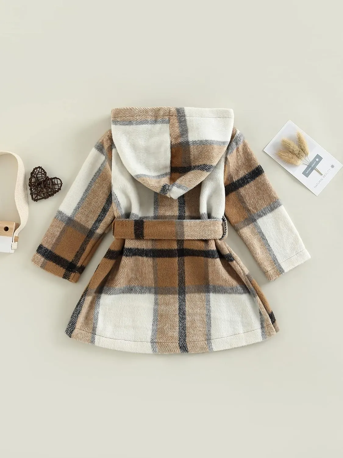 Toddler Baby Girl Dress Coat Long Sleeve Plaid Baby Girl Fleece Jacket Fall Winter Outerwear Outfit