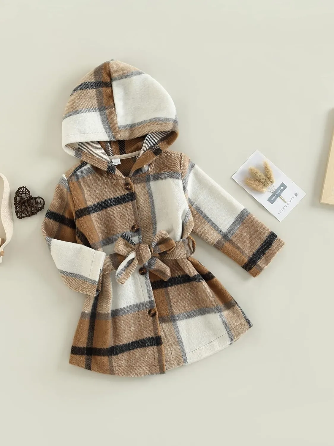 Toddler Baby Girl Dress Coat Long Sleeve Plaid Baby Girl Fleece Jacket Fall Winter Outerwear Outfit