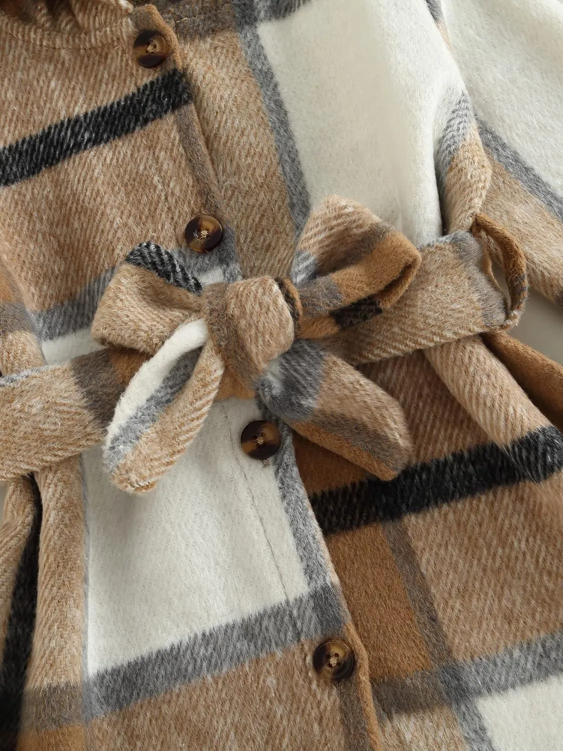 Toddler Baby Girl Dress Coat Long Sleeve Plaid Baby Girl Fleece Jacket Fall Winter Outerwear Outfit