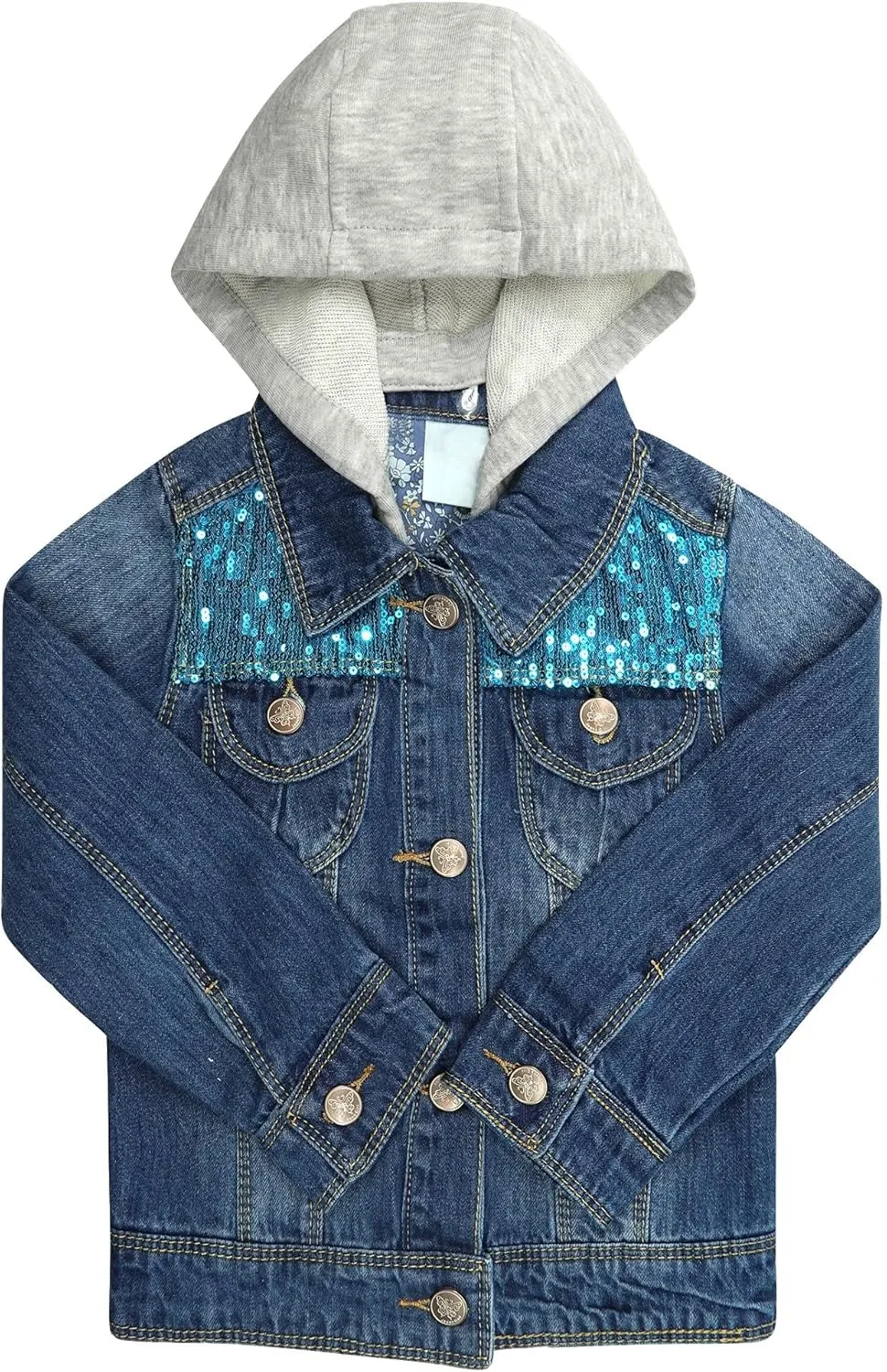Toddler Big Girls Spring Autumn Denim Coats,Butterfly Blue Hooded Outerwear Kids Jackets