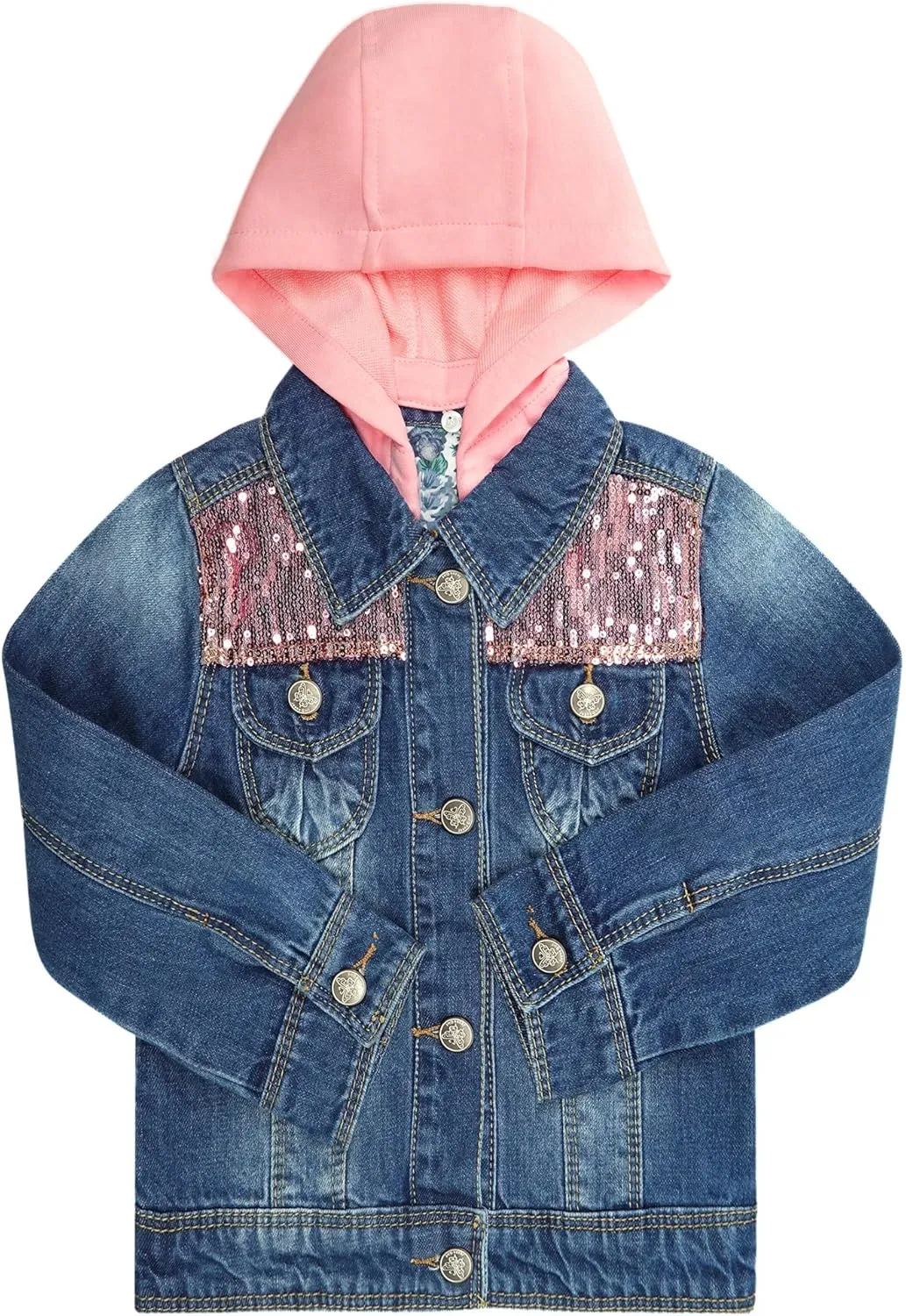 Toddler Big Girls Spring Autumn Denim Coats,Butterfly Blue Hooded Outerwear Kids Jackets