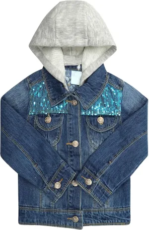 Toddler Big Girls Spring Autumn Denim Coats,Butterfly Blue Hooded Outerwear Kids Jackets
